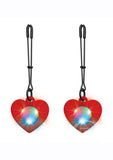 Charmed Silicone Light-Up Heart Tweezer Nipple Clamps - Red