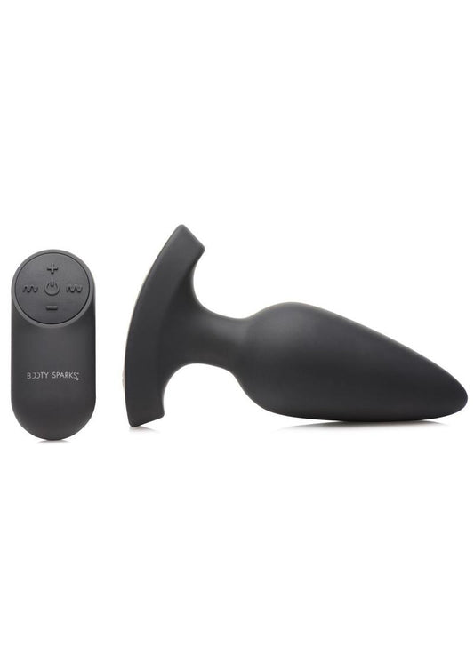 Booty Sparks Laser F... Me Rechargeable Silicone Anal Plug with Remote Control - Black with Red Light