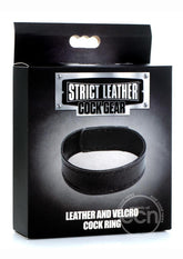 Cock Gear Velcro Leather Cock Ring - Black