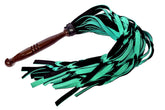 TWO-TONED BRAIDED LEATHER FLOGGER WITH WOOD HANDLE