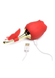 Inmi Bloomgasm Flutter Rose Rechargeable Silicone Sucking Rose with Butterfly Teaser - Red/Gold8714273052117