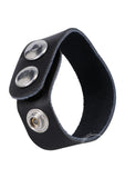Rock Solid The Leather 3 Snap Adjustable Cock Ring - Black