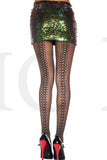 SPANDEX SHEER PANTYHOSE W/FAUX BOW BACKSEAM