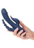 III Triple Orgasm Rechargeable Silicone Stimulating Vibrator - Navy Blue