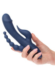 III Triple Orgasm Rechargeable Silicone Stimulating Vibrator - Navy Blue