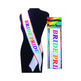 Bride Pride Party Sash - White/Rainbow