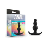 Anal Adventures Platinum Beaded Silicone Butt Plug - Black