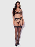 Devon Leopard and Lace 3 Piece Bra, Waist Garter & G-String Set