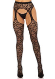 Leg Avenue Heart Suspender Hose - OS - BLACK