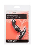 Anal Toys Rechargeable Curved Probe Silicone Anal Plug - Black