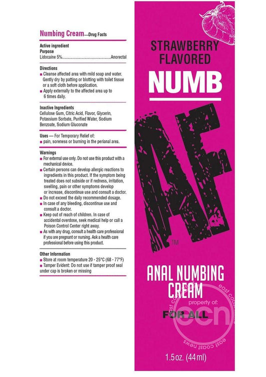 Numb AF Anal Numbing Flavored Cream 1.5oz - Strawberry