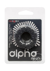 Alpha Liquid Silicone Prolong Tread Cock Ring - Black