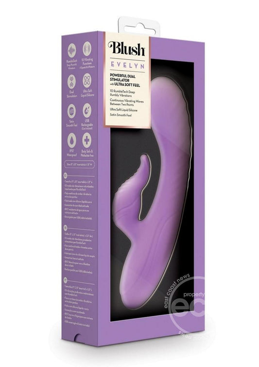 Blush Collection Evelyn Rechargeable Silicone Rabbit Vibrator - Purple