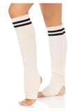 Leg Avenue Ribbed Stirrup Leg Warmers with Athletic Stripe - O/S