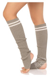 Leg Avenue Ribbed Stirrup Leg Warmers with Athletic Stripe - O/S
