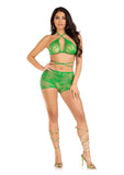 Leg Avenue Mary Jane Wrap Around Bra Top and Boy Shorts (2 Piece) - O/S - Green