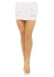 Leg Avenue Spandex Diamond Panty Hose - O/S - Neon Yellow