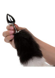 Running Wild Black & White Tail Faux Fur Tail and Metallic Anal Plug - Black/White