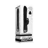 Rapid Rabbit Rechargeable Silicone Thrusting Rabbit Vibrator - Black