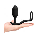 b-Vibe Vibrating Snug & Tug Rechargeable Weighted Silicone Anal Plug with Cockring Black