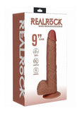 RealRock 9 in. Vibrating Cock with Balls Regular Straight Tan
