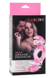 Triple Orgasms Enhancer Vibrating Cock Ring with Clitoral Stimulation - Pink(discontinued)