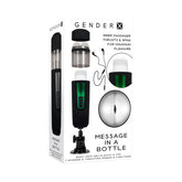 Gender X Message In A Bottle Rechargeable Thrusting Spinning Stroker with Suction Cup Base Black