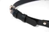 BLACK LEATHER DOG COLLAR WITH CHAIN AND HEART SHAPED LOCK