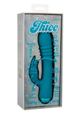 Thicc Chubby Thrusting Tickler Rechargeable Silicone Rabbit Vibrator- Blue