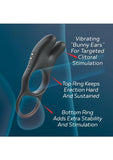 Red Dot Silicone Rechargeable Vibrating Cock Ring with Remote Control V1 - Black/Red