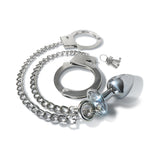 Nixie Metal Butt Plug & Handcuff Set Medium Metallic