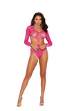 LONG SLEEVE LACE TEDDY PINK
