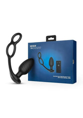 Nexus Tornado Silicone Rechargeable Remote Rotating Plug with Cock & Ball Rings - Black