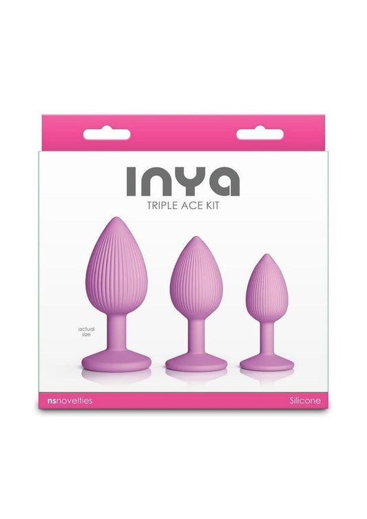 INYA Triple Ace Kit Silicone Lube Channel Anal Plugs (3 Piece) - Pink