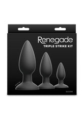 Renegade Triple Strike Silicone Anal Plug Kit (3pc Set) - Black