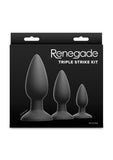 Renegade Triple Strike Silicone Anal Plug Kit (3pc Set) - Black