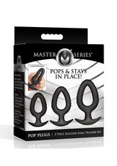 Master Series Pop Plugs Hollow Silicone Anal Trainer Set (3 Piece) - Black