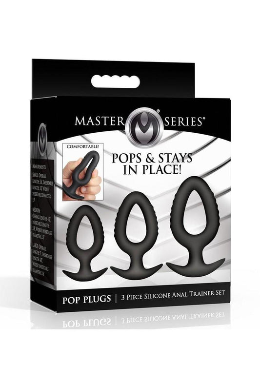Master Series Pop Plugs Hollow Silicone Anal Trainer Set (3 Piece) - Black