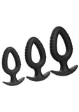 Master Series Pop Plugs Hollow Silicone Anal Trainer Set (3 Piece) - Black