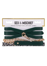 Sex & Mischief Indica Cutout Collar and Leash - Green/Gold