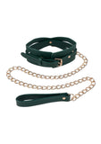 Sex & Mischief Indica Cutout Collar and Leash - Green/Gold