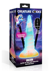 Creature Cocks Unicorn Glow-in-the-Dark Vibrating Rechargeable Silicone Dildo - Multicolor