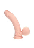 Realrock Realistic Dual Density Vibrating Silicone Dildo with Weighted Balls 7 in. Beige