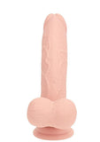 Realrock Realistic Dual Density Vibrating Silicone Dildo with Weighted Balls 7 in. Beige