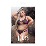 Fantasy Lingerie Vibes Fuckin' Perfection Plaid Mesh Cut Out Bralette & Panty Black