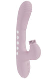 Vive Andria LED Rechargeable Silicone Dual Motor G-Spot VIbrating and Tap Clit Stimulator - Pink