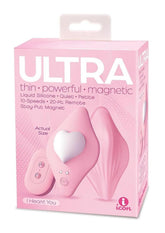 Ultra I Heart You Rechargeable Silicone Panty Vibe with Remote Control - Pink