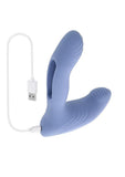 Gender X Flapjack Rechargeable Silicone Vibrating Dildo With Clitoral Stimulator - Blue