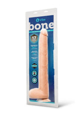 B-Vibe Bone Dildo with Balls and Suction Cup 17in - Vanilla