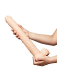 B-Vibe Bone Dildo with Balls and Suction Cup 17in - Vanilla
